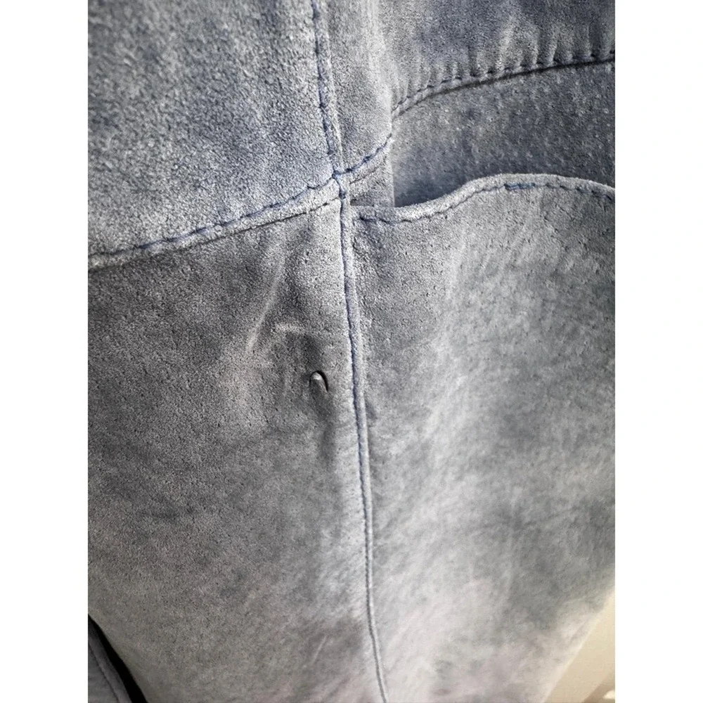 BERNARDO Jacket Womens 1X Slate Blue Genuine Leather Button‎ Closure
